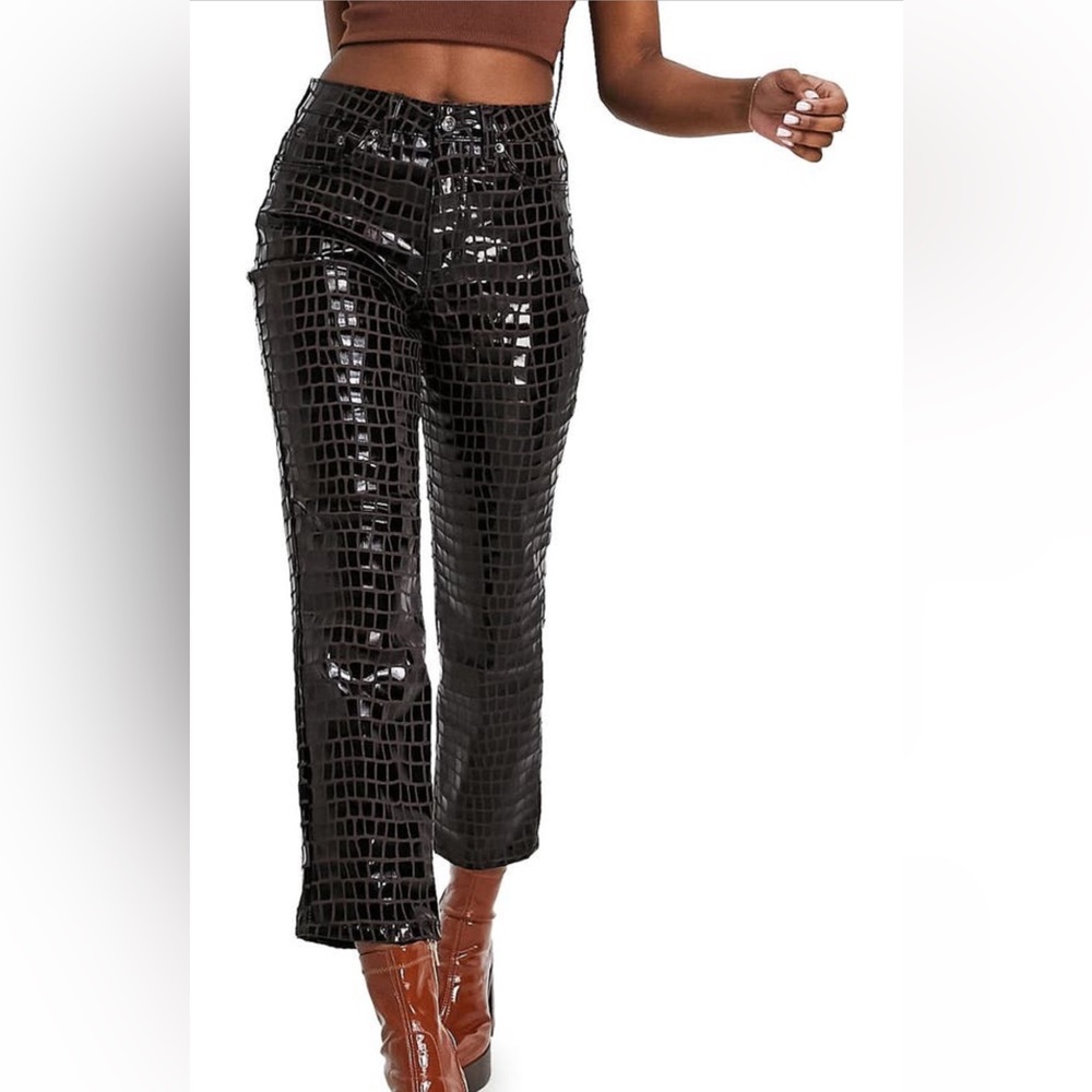 Topshop Straight Leg Faux Leather Pants